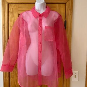 Sheer Pink Button-Up Shirt